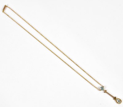 Lot 443 - A 9ct yellow gold and aquamarine necklace with...