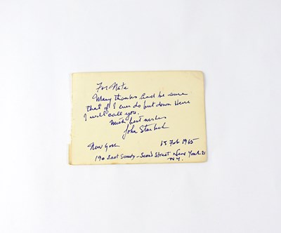 Lot 823 - JOHN STEINBECK; a torn page from an autograph...