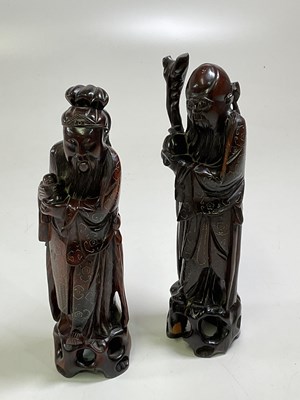 Lot 247 - A pair of Chinese carved rootwood figures