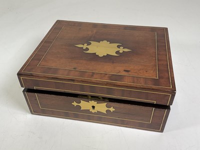 Lot 612 - A 19th century mahogany writing box with brass...