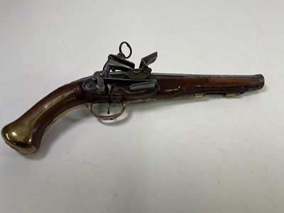 Lot 7 - An early 19th century flintlock pistol with...