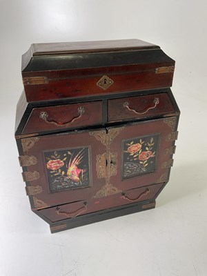 Lot 35 - An Oriental inlaid and lacquered table top...