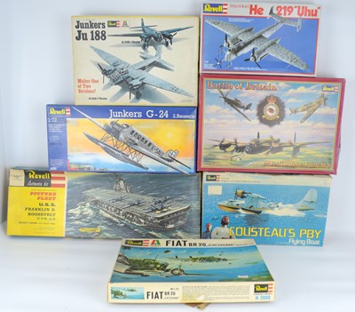 Lot 238 - REVELL; seven scale model kits, mostly planes,...