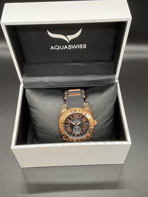 Lot 485 - AQUASWISS; a gentleman's rose gold plated...