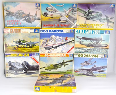 Lot 239 - ITALERI; ten scale model aeroplane kits, to...