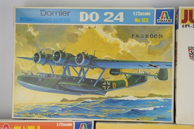 Lot 240 - ITALERI; eight scale model aeroplane kits,...