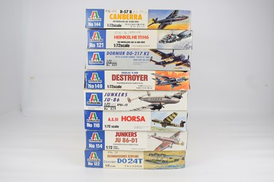 Lot 240 - ITALERI; eight scale model aeroplane kits,...