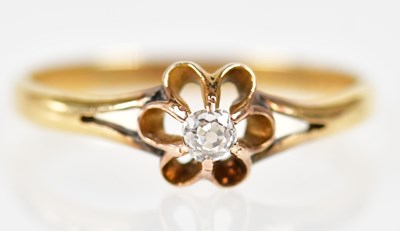 Lot 255 - An 18ct yellow gold single stone diamond ring...