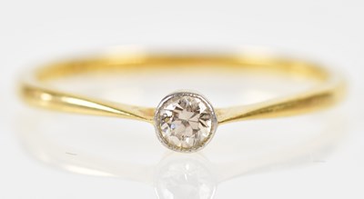 Lot 205 - An 18ct yellow gold diamond solitaire ring,...