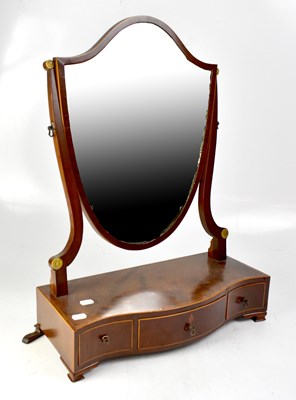 Lot 42 - An Edwardian mahogany shield-shaped dressing table mirror