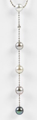 Lot 329 - BOODLES; an 18ct white gold Tahitian pearl set...