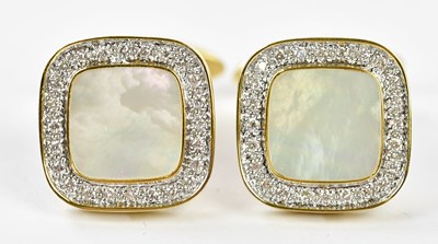 Lot 679 - A pair of 18ct yellow gold mother of pearl and...