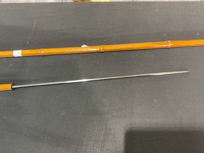 Lot 20 - A bamboo sword stick with stiletto blade-...