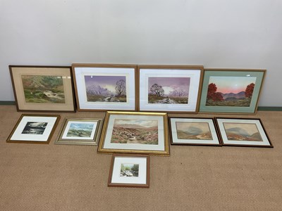 Lot 357 - Ten watercolours, landscape interest, all framed