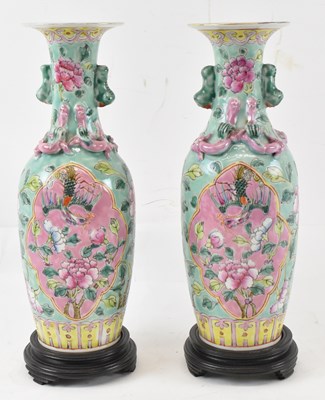 Lot 665 - A pair of 20th century Chinese blue and pink...