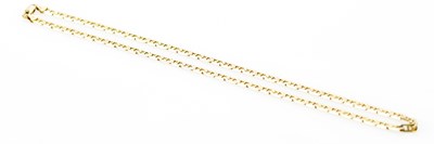 Lot 396 - A 9ct yellow gold flat link chain, length 44cm,...