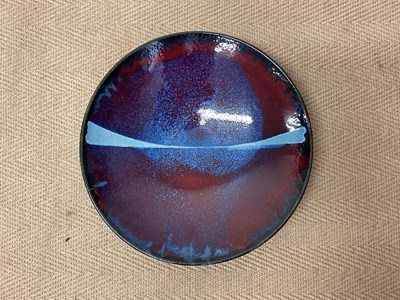 Lot 205 - Studio pottery blue glaze charger, impressed...