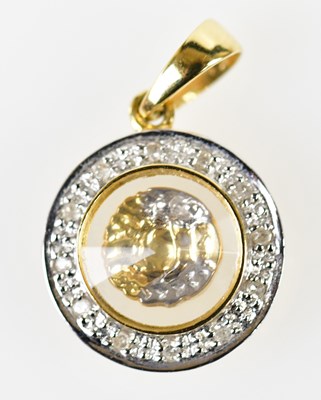 Lot 439 - An 18ct yellow gold diamond set circular...