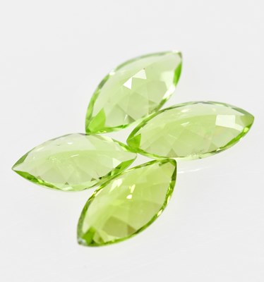 Lot 777 - Four loose marquise cut peridots. N.B. VAT is...