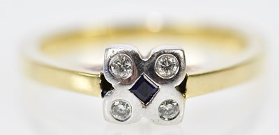 Lot 197 - A yellow and white metal sapphire and diamond...