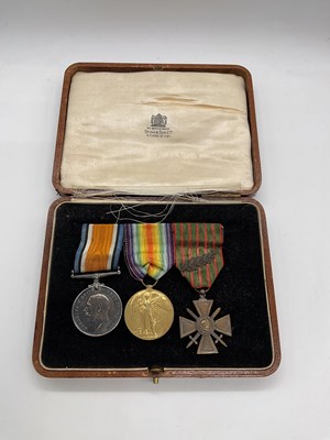 Lot 2 - A trio of WWI medals awarded to Capt. E. D....