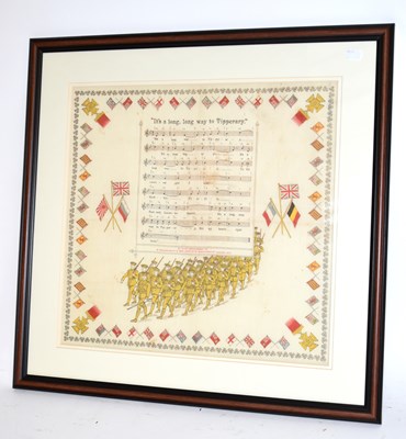 Lot 5115 - A WWI silk handkerchief decorated with allied...