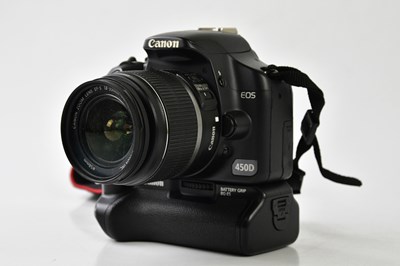 Lot 1411 - CANON; a Canon 450D DSLR camera, with a Canon...