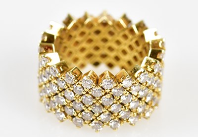 Lot 30 - An unusual 18ct yellow gold diamond ring in...