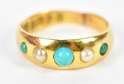 Lot 219 - An Edwardian 18ct yellow gold turquoise and...