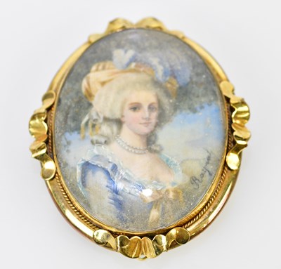 Lot 570 - A late 19th century yellow metal framed oval...