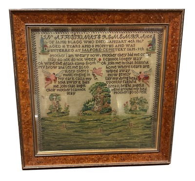 Lot 331 - A good 19th century sampler decorated with...