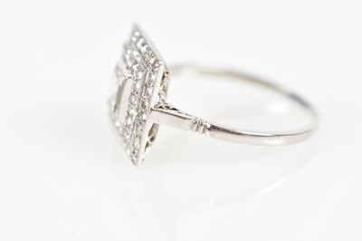 Lot 41 - A white metal and diamond Art Deco ring with...