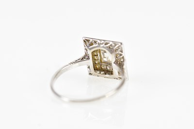 Lot 41 - A white metal and diamond Art Deco ring with...