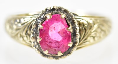 Lot 248 - A yellow metal pink sapphire ring with...