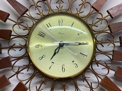 Lot 512 - PAICO; a 1960s starburst wall clock in brass...