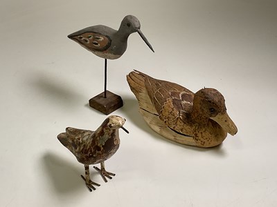 Lot 31 - Three various decoy ducks, one painted metal,...