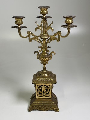 Lot 132 - A brass and gilt Baroque candelabrum, width at...