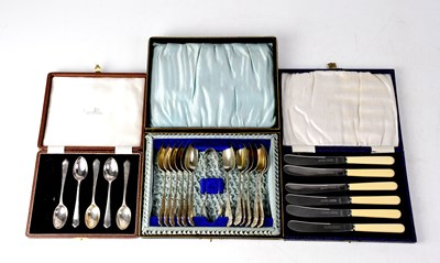 Lot 646 - Three cased sets of flatware