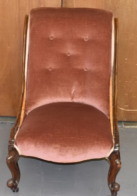 Lot 98 - A Victorian mahogany framed upholstered side...