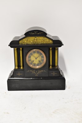 Lot 79 - A Victorian slate mausoleum clock with applied...