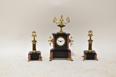 Lot 81 - A Victorian marble inlaid slate clock...