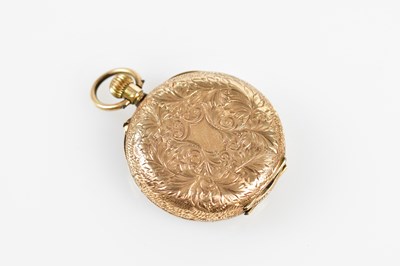 Lot 3000 - A 14k lady's fob watch with white enamel dial...