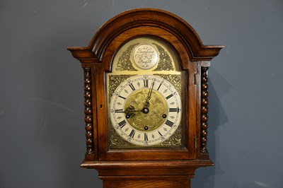 Lot 6452 - A 1950s oak cased grandmother clock, the...