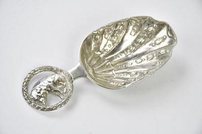 Lot 2656 - B MULLER; a hallmarked silver caddy spoon, the...