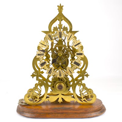 Lot 83 - A 19th century brass bodied skeleton clock...