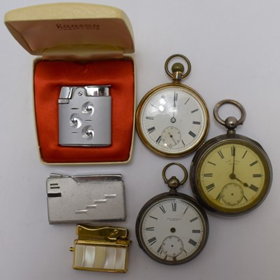 Lot 147 - Two silver cased open face pocket watches (af),...