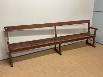 Lot 672 - A vintage station waiting room bench, height...