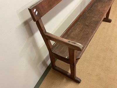 Lot 672 - A vintage station waiting room bench, height...