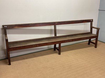 Lot 673 - A vintage station waiting room bench, height...