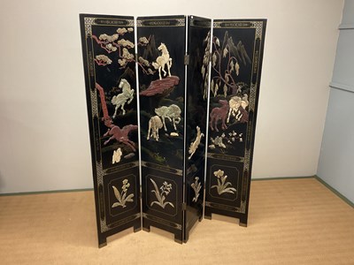 Lot 244 - Early 20th century Chinese three fold screen...